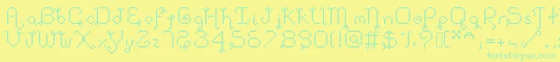 Fonte Dollpixellowzz – fontes verdes em um fundo amarelo