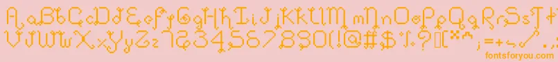 Dollpixellowzz Font – Orange Fonts on Pink Background
