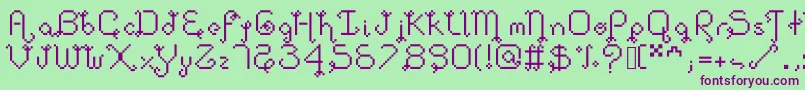 Шрифт Dollpixellowzz – фиолетовые шрифты на зелёном фоне