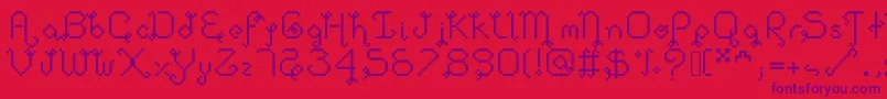 Dollpixellowzz-Schriftart – Violette Schriften auf rotem Hintergrund