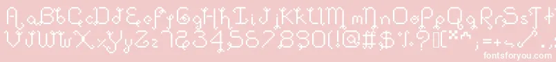 Dollpixellowzz-Schriftart – Weiße Schriften auf rosa Hintergrund