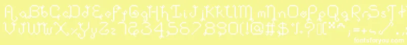 Dollpixellowzz-fontti – valkoiset fontit keltaisella taustalla