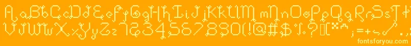 フォントDollpixellowzz – オレンジの背景に黄色の文字