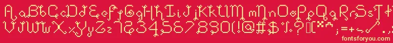 Dollpixellowzz-fontti – keltaiset fontit punaisella taustalla