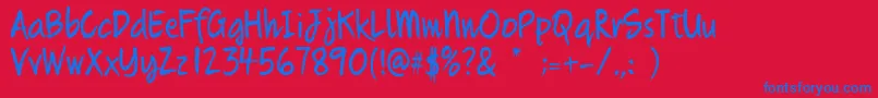 Quikhand Font – Blue Fonts on Red Background