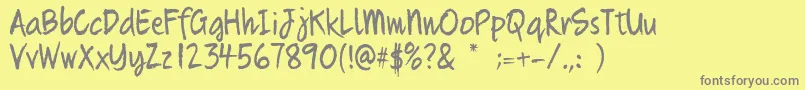 Quikhand Font – Gray Fonts on Yellow Background