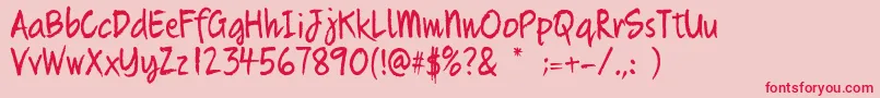 Quikhand Font – Red Fonts on Pink Background