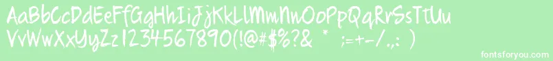 Quikhand Font – White Fonts on Green Background
