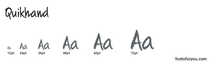Размеры шрифта Quikhand