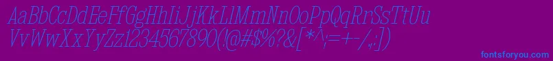 フォントKingsbridgeCdUlIt – 紫色の背景に青い文字