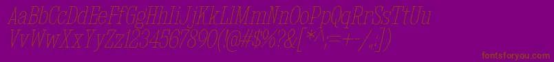 Fonte KingsbridgeCdUlIt – fontes marrons em um fundo roxo