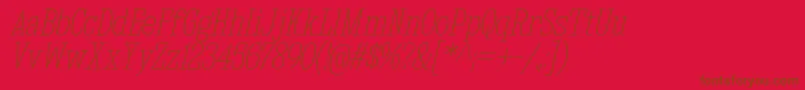 KingsbridgeCdUlIt-Schriftart – Braune Schriften auf rotem Hintergrund