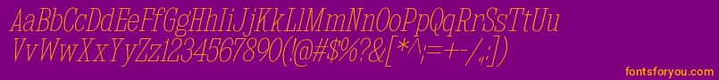 KingsbridgeCdUlIt-Schriftart – Orangefarbene Schriften auf violettem Hintergrund