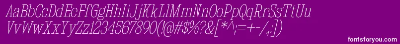 Czcionka KingsbridgeCdUlIt – białe czcionki na fioletowym tle