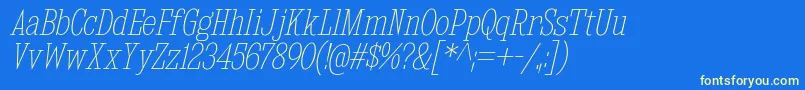 KingsbridgeCdUlIt-Schriftart – Gelbe Schriften auf blauem Hintergrund