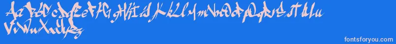 Amezesfont-Schriftart – Rosa Schriften auf blauem Hintergrund