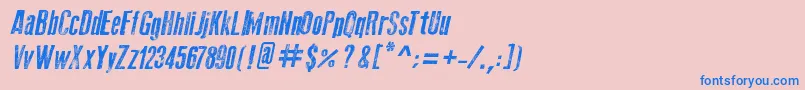 フォントOldPressItalic – ピンクの背景に青い文字