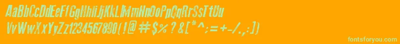 フォントOldPressItalic – オレンジの背景に緑のフォント