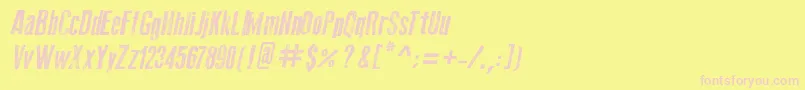 OldPressItalic-fontti – vaaleanpunaiset fontit keltaisella taustalla