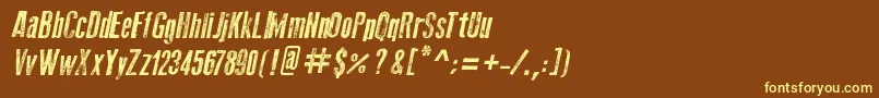 OldPressItalic-fontti – keltaiset fontit ruskealla taustalla