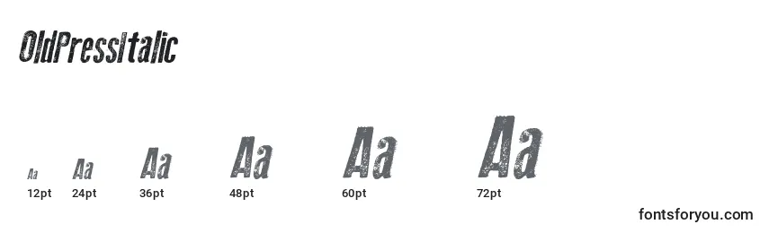 OldPressItalic Font Sizes