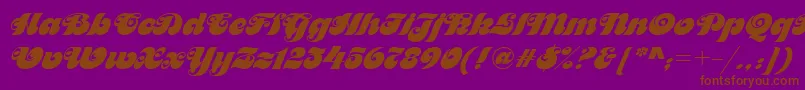 Motterfemd-Schriftart – Braune Schriften auf violettem Hintergrund