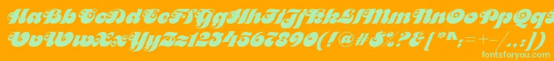 Motterfemd-Schriftart – Grüne Schriften auf orangefarbenem Hintergrund