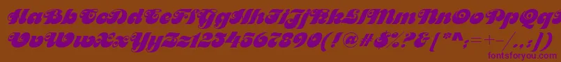 Weitere Informationen zur Motterfemd-Schriftart Motterfemd-Schriftart – Violette Schriften auf braunem Hintergrund