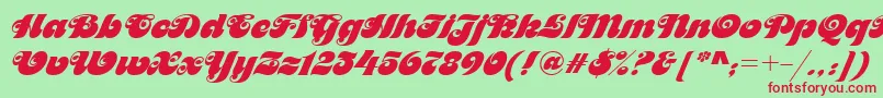 Motterfemd-Schriftart – Rote Schriften auf grünem Hintergrund