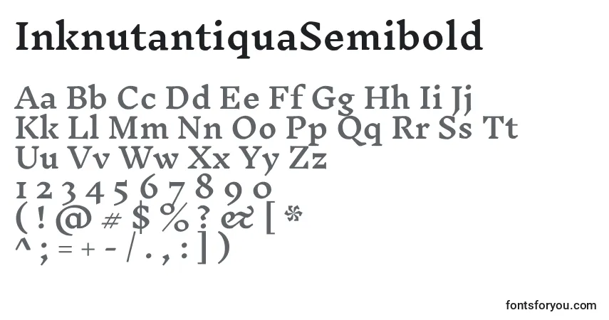 A fonte InknutantiquaSemibold – alfabeto, números, caracteres especiais