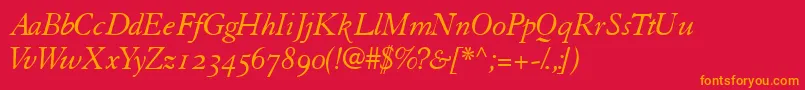 TiascoossskItalic Font – Orange Fonts on Red Background