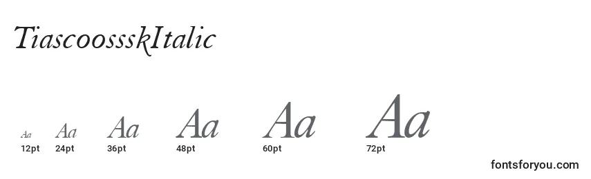 Размеры шрифта TiascoossskItalic