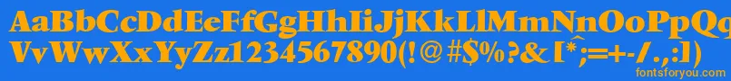 V691RomanXboldRegular Font – Orange Fonts on Blue Background