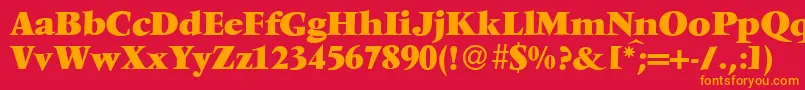 V691RomanXboldRegular Font – Orange Fonts on Red Background
