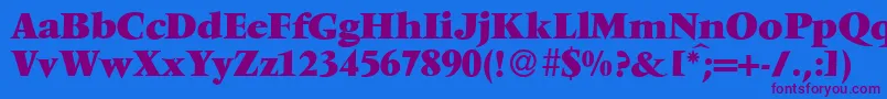 V691RomanXboldRegular Font – Purple Fonts on Blue Background