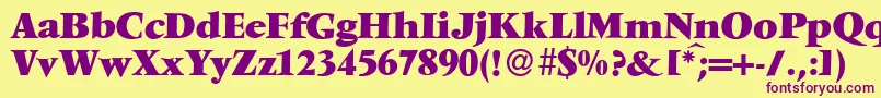 V691RomanXboldRegular Font – Purple Fonts on Yellow Background