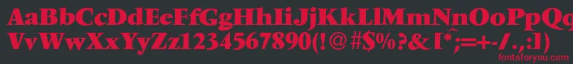 V691RomanXboldRegular Font – Red Fonts on Black Background