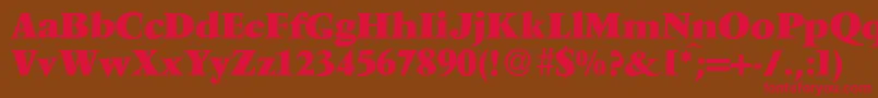 V691RomanXboldRegular Font – Red Fonts on Brown Background