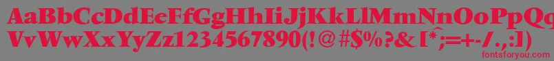 フォントV691RomanXboldRegular – 赤い文字の灰色の背景