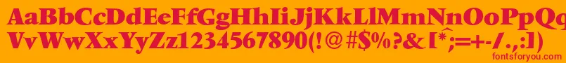 V691RomanXboldRegular Font – Red Fonts on Orange Background