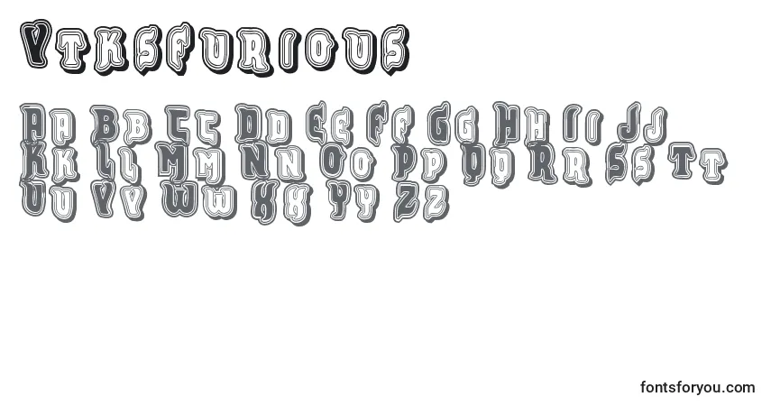 Шрифт Vtksfurious – алфавит, цифры, специальные символы