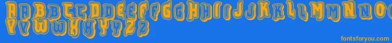 Vtksfurious-Schriftart – Orangefarbene Schriften auf blauem Hintergrund