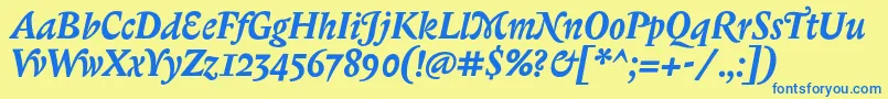 BiblonitcswashBolditalic Font – Blue Fonts on Yellow Background
