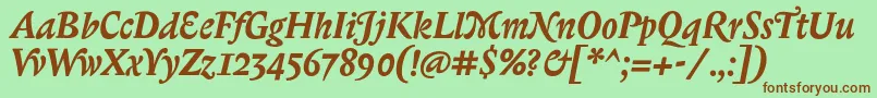 BiblonitcswashBolditalic Font – Brown Fonts on Green Background