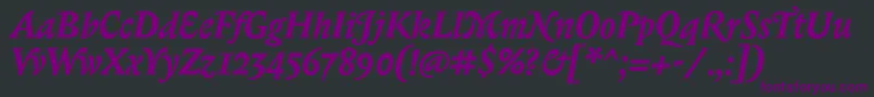 フォントBiblonitcswashBolditalic – 黒い背景に紫のフォント
