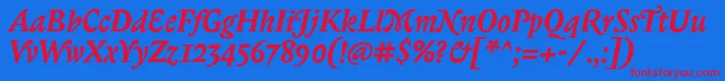BiblonitcswashBolditalic Font – Red Fonts on Blue Background
