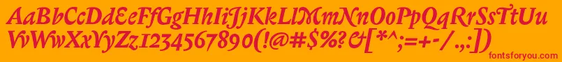 BiblonitcswashBolditalic Font – Red Fonts on Orange Background