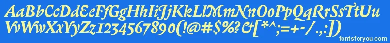 BiblonitcswashBolditalic Font – Yellow Fonts on Blue Background