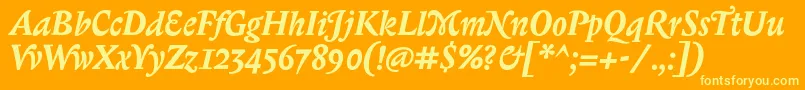 BiblonitcswashBolditalic Font – Yellow Fonts on Orange Background