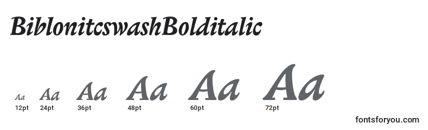Размеры шрифта BiblonitcswashBolditalic